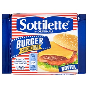 Sottilette Burger con Cheddar - formaggio fuso a fette - 185 g