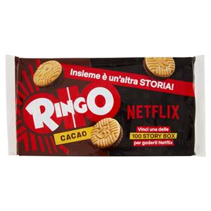 Ringo Cacao Biscotti Farciti con Crema Cacao Snack Merenda 6 porzioni, con più Crema, 330g