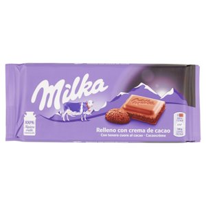 Milka Cuore Tenero, tavoletta di cioccolato al latte 100% Alpino con ripieno al cacao - 100g