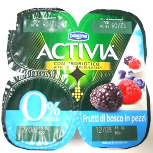 Activia 0% Grassi Frutti di bosco in pezzi 4 x 125 g