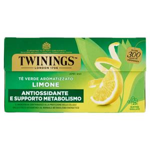 Twinings Limone Tè Verde aromatizzato Antiossidante e Supporto Metabolismo 25 filtri The 50 g