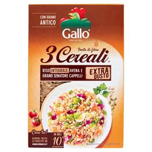 Gallo 3 Cereali Riso Integrale, Avena e Grano Senatore Cappelli Extra Gusto 400 g