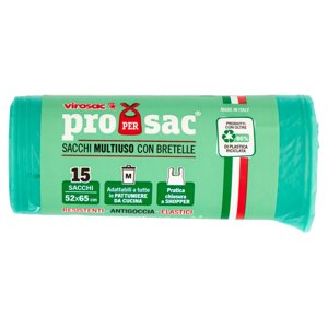 virosac propersac Sacchi Multiuso con Bretelle Delicato Profumo di Pino 52x65 cm M 30 Litri 15 pz