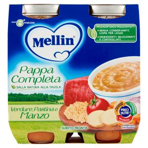 Mellin Pappa Completa Verdure, Pastina e Manzo 2 x 250 g