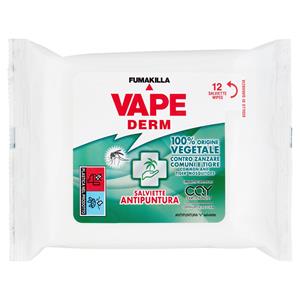 VAPE Derm 100% Origine Vegetale Salviette Antipuntura 12 pz