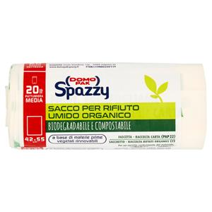 Domopak Spazzy Sacco per Rifiuto Umido Organico Pattumiera Media 20 lt 42x55 cm 20 pz