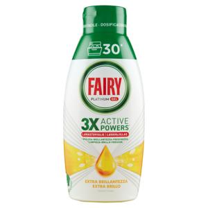 Fairy Gel Lavastoviglie Platinum Extra Brillantezza Detersivo Piatti Profumo Limone 30 Lavaggi 600ml