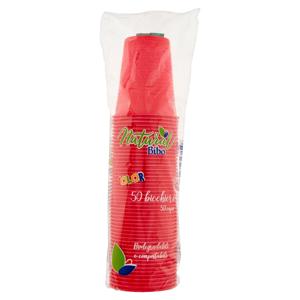 Natural Bibo Color bicchieri Rosso Biodegradabili e compostabili 200 cc 50 pz