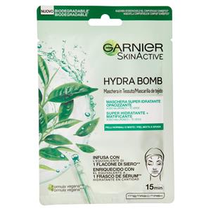 Garnier SkinActive Hydra Bomb Maschera Viso in Tessuto Super Idratante Opacizzante al The Verde