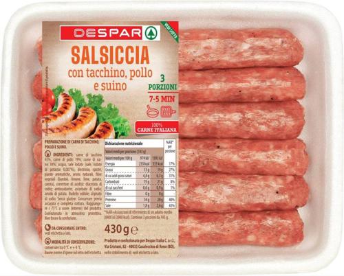 SALSICCIA TACCHINO 430G DESPAR