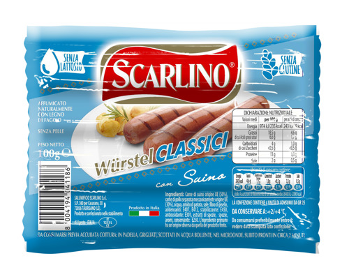 WURSTEL CLASSICI CON SUINO 100G SCARLINO