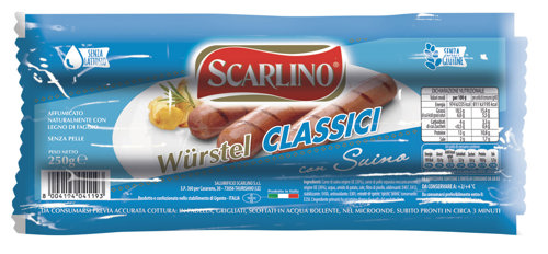 WURSTEL CLASSICI CON SUINO 250G SCARLINO