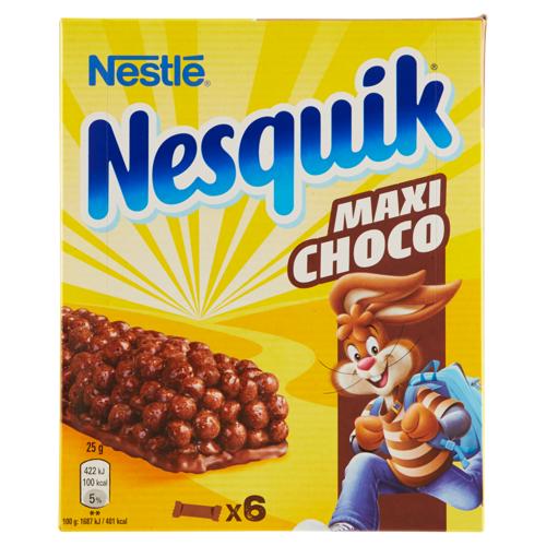 NESQUIK Maxi Choco Barrette di cereali con cioccolato al latte 6 snack da 25 g