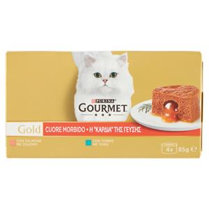 Purina Gourmet Gold Cuore Morbido Cibo Umido per Gatti con Tonno e Salmone 4x85g