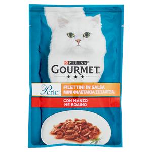 Purina Gourmet Perle Filettini in Salsa Cibo Umido per Gatti con Manzo 85g