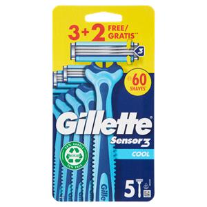 Gillette Sensor3 Cool Rasoio da Uomo Usa e Getta - 3 rasoi + 2 Gratis