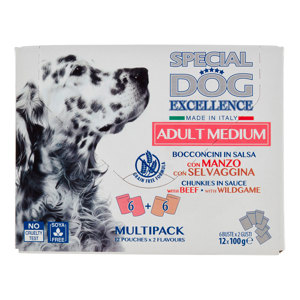 SPECIAL DOG EXCELLENCE  BUSTE MULTIPACK ADULT MANZO E SALMONE GR100X12