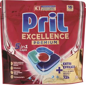 DETERSIVO LAVASTOVIGLIE PRIL CAPS EXCELLENCE 5IN1 16 PEZZI