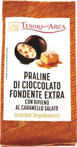 BOULES CIOCCOLATO FONDENTE 72% RIPIENO CREMA CARAMELLO SALATO BUSTA