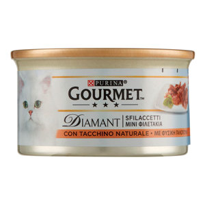 ALIMENTO UMIDO PER GATTO GOURMET DIAMANT SFILACCETTI CON TACCHINO SAPORITO 85G