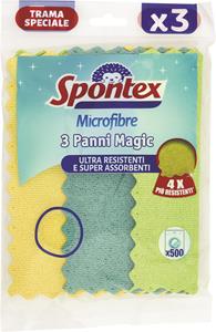 SPONTEX PANNI MAGIC 3 PANNI - DIMENSIONI: 20,5 X 22 CM  COMPOSIZIONE: 70% POLIESTERE, 17% POLIAMMIDE, 13% POLIURETANO