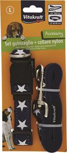 SET GUINZAGLIO 108CM E COLLARE 38-58CM GRANDE IN NYLON PER CANI