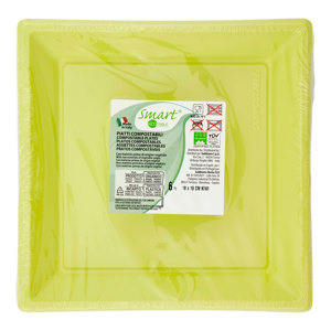 PIATTO QUADRATO MED 18X18 CM COMPOSTABILE BIOTABLE KIWI