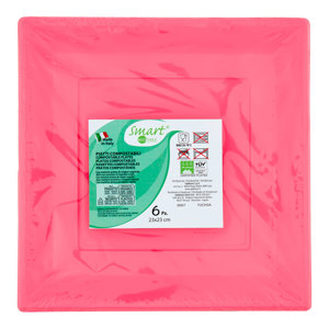 PIATTO QUADRATO 23X23 CM COMPOSTABILE BIOTABLE FUCSIA