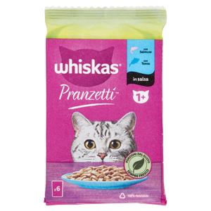 Whiskas Pranzetti Cibo Umido Gatto con Salmone e Tonno in Salsa 6 x 50 g