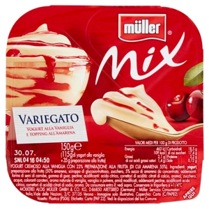 müller Mix Variegato Yogurt alla Vaniglia e Topping all'Amarena 150 g