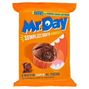 Mr.Day 6 Muffin Super al Cacao con Ripieno di Crema al Cioccolato 6 x 50 g