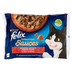 FELIX Sensations Sauces Selezione Saporite in Salsa (Tacchino/Bacon & Manzo/Pomodoro) 4 x 85 g