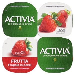 ACTIVIA Yogurt con Probiotico Bifidus, gusto Fragola, 4x125g