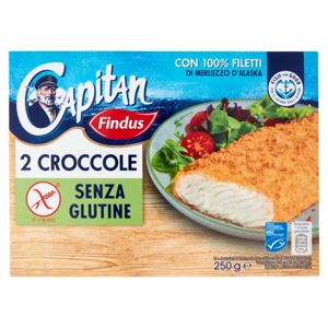 Capitan Findus 2 Croccole Senza Glutine con 100% Filetti di Merluzzo 250 g