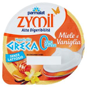 ZYMIL Alta Digeribilità Senza Lattosio Yogurt alla Greca Zero Grassi Miele e Vaniglia 150 g