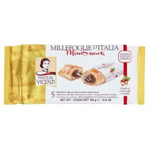 Pasticceria Matilde Vicenzi Millefoglie d'Italia Mini Snack Ricchi di crema alla nocciola 5 x 25 g