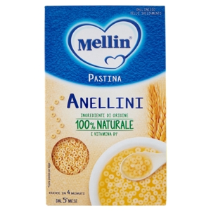 MELLIN Pastina 100% Naturale Anellini con farina Grano Tenero 320 g