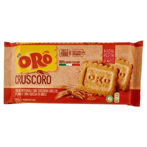 Oro Saiwa Cruscoro - biscotti integrali 100% grano italiano con zucchero di canna e miele - 400g