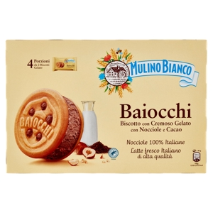 Mulino Bianco Baiocchi Biscotto con Cremoso Gelato con Nocciole e Cacao 8 x 40 g