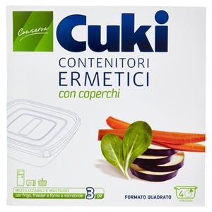 Cuki Conserva Contenitori Ermetici con coperchi Formato Quadrato 4 Porzioni 3 pz