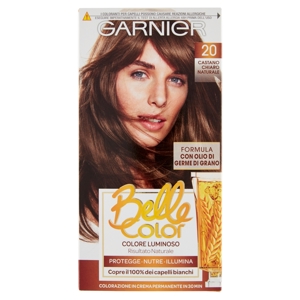 Garnier Belle Color Colore Luminoso, Tinta per Capelli Bianchi 20 Castano Chiaro Naturale