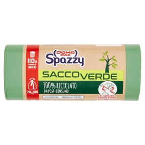 Domopak Spazzy Sacco Verde 100% Riciclato da Post-Consumo 110 lt 70x105 cm 10 pz