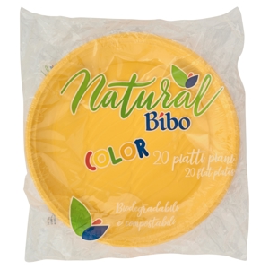 Natural Bibo Color piatti piani Gialli Biodegradabili e compostabili 20 pz