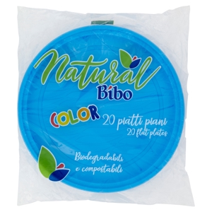Natural Bibo Color piatti piani Azzurri Biodegradabili e compostabili 20 pz