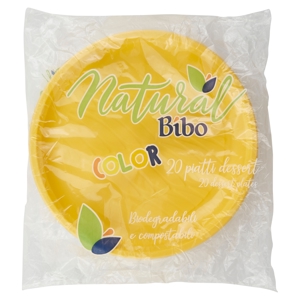 Natural Bibo Color piatti dessert Gialli Biodegradabili e compostabili 20 pz