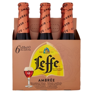LEFFE AMBRÈE Birra ambrata belga d'abbazia doppio malto bottiglia