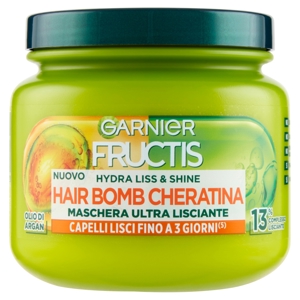 Garnier Fructis Hair Bomb Hydra Liss and Shine con Cheratina, Maschera ultra lisciante, 320 ml
