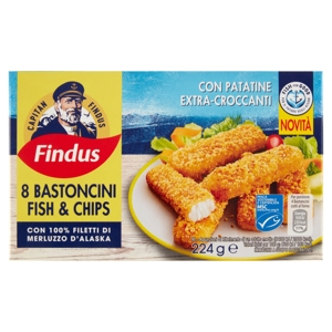 Capitan Findus 8 Bastoncini Fish & Chips con Merluzzo d'Alaska 224 g