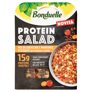 Bonduelle Protein Salad Mix di Lenticchie e Mandorle a Scaglie con verdurine e uvetta 200 g