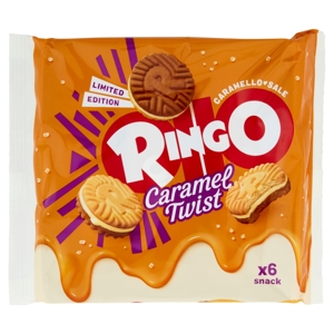 Ringo Caramel Twist Biscotto con Crema al Caramello Salato Snack 6 porzioni 165 g